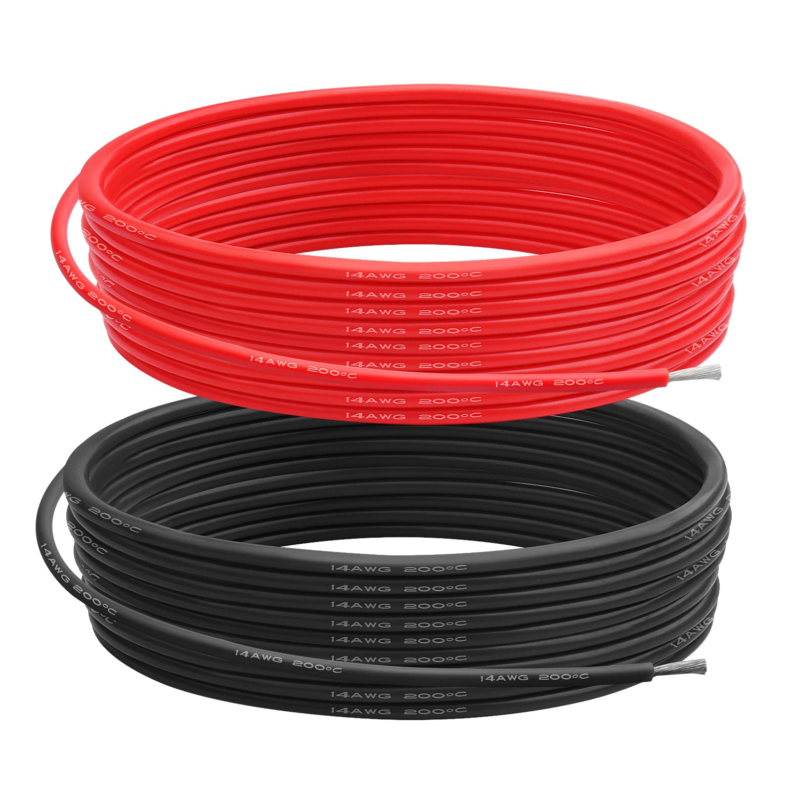 Wire 22 Gauge Copper - سلك كهربائي سيليكوني أسود وأحمر 8