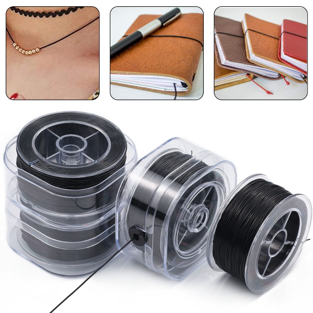Jewelry Making Yarn - خيط كريستال مرن أسود بسمك 0.5-1