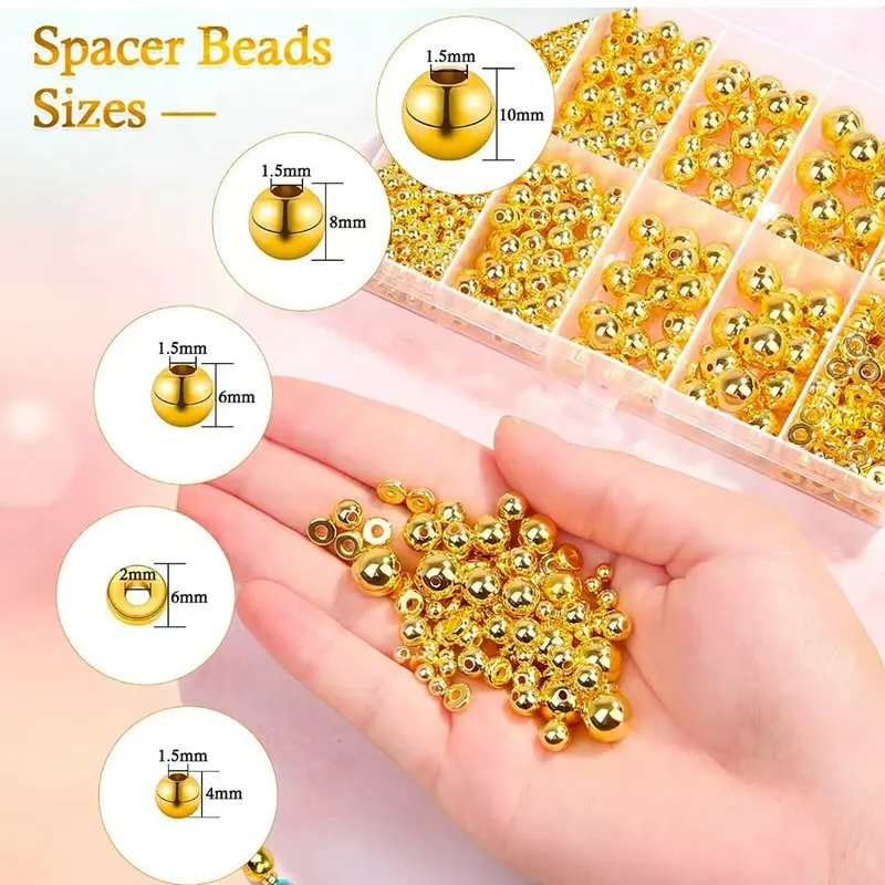Jewelry Making Online - 1000 قطعة مجموعة خرز فاصل ذهبي