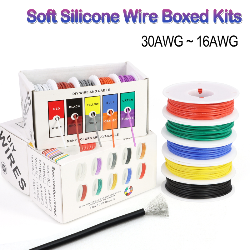 Wire 22 Gauge Copper - مجموعة أسلاك سيليكون مرنة مقاومة للحرارة