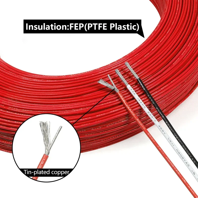 2/5/10 متر UL1332 PTFE سلك ارت - مراجعة Wire 22 Gauge Copper وسعره