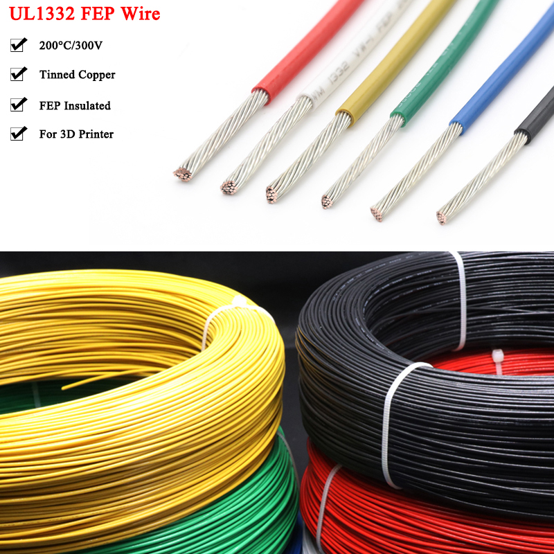 2/5/10 متر UL1332 PTFE سلك ارت - مراجعة Wire 22 Gauge Copper وسعره