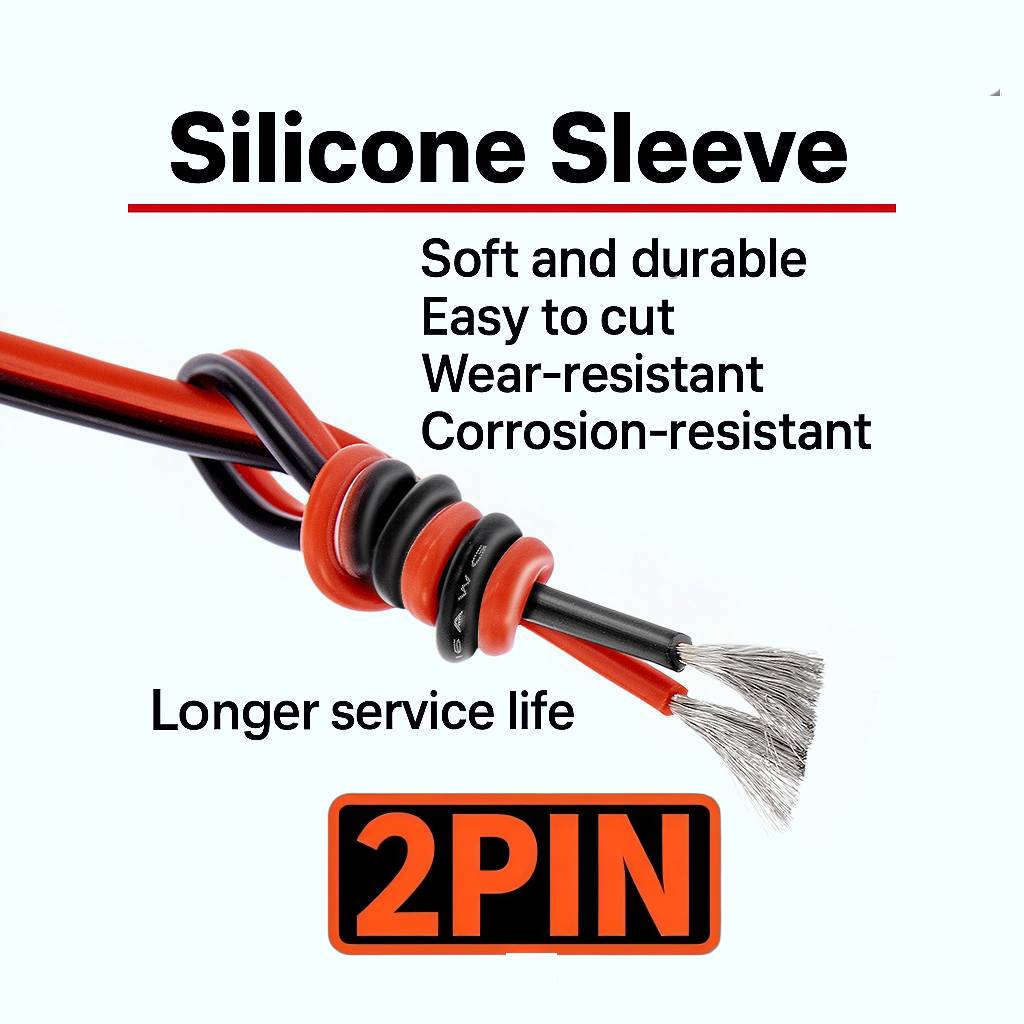 2 دبوس أسود أحمر سيليكون كابل  - مراجعة Wire 22 Gauge Copper وسعره