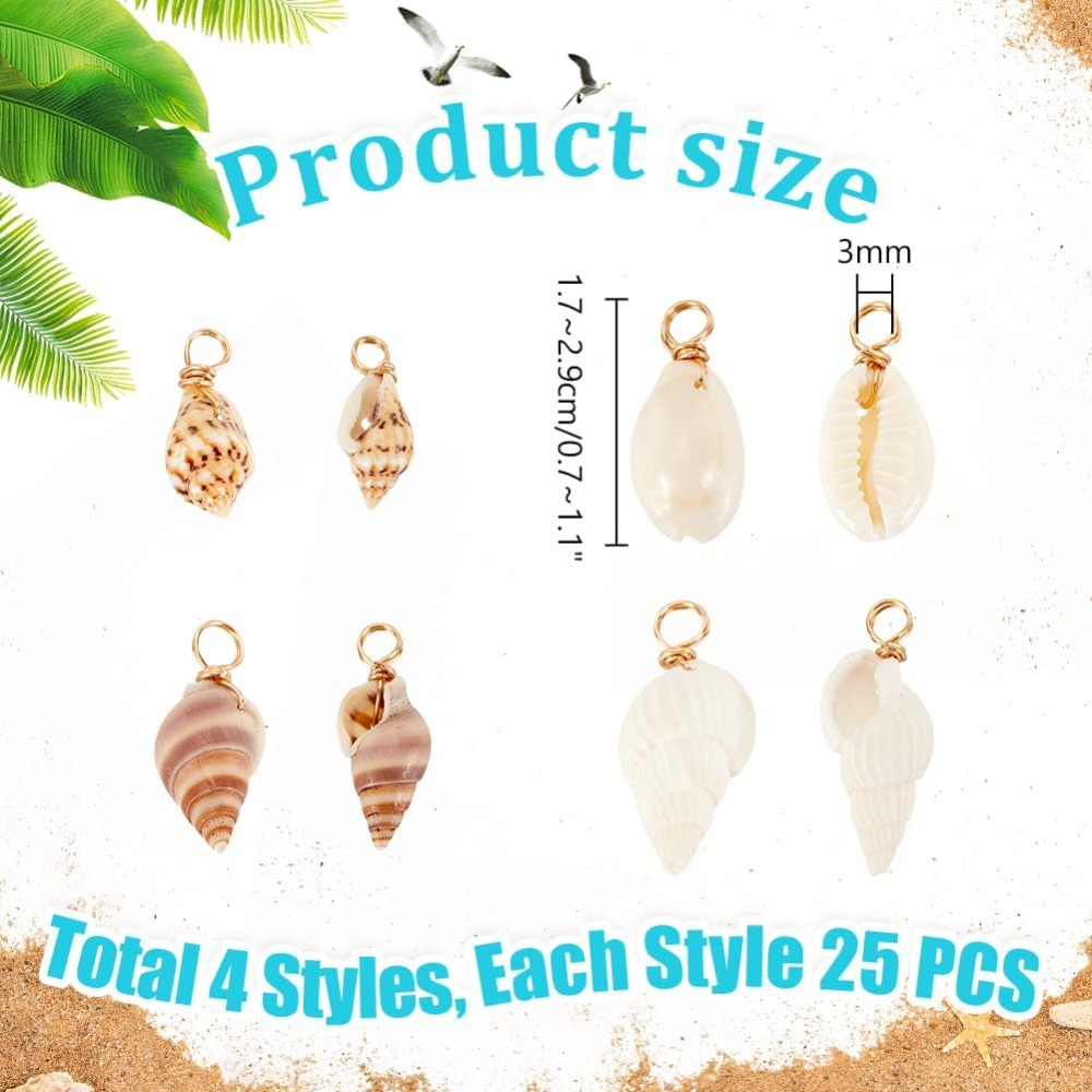 100 قطعة 4 أنماط قذيفة الطبيعي - مراجعة Jewelry Making Online وسعره